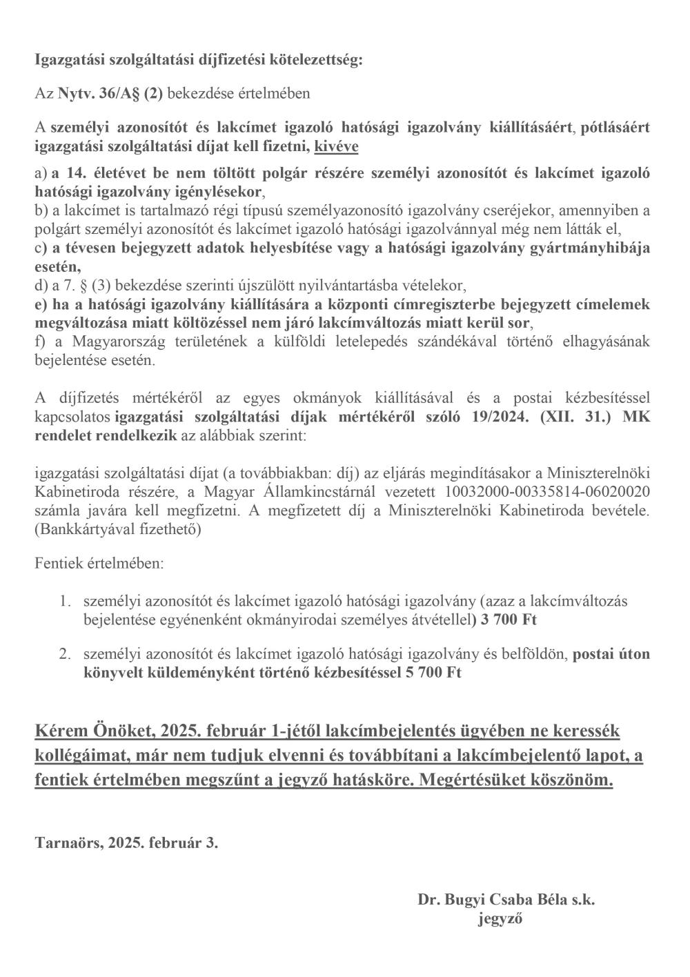 Tajekoztato A Lakcimbejelentes Ugyintezeshez 2025 Februar 1 Jet Kovetoen 2