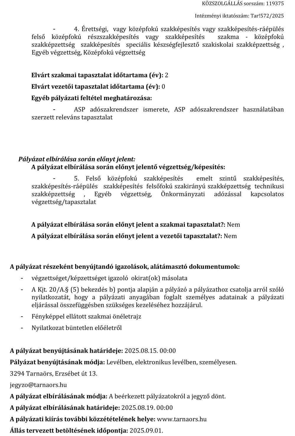 Allaspalyazat Adougyi Ugyintezo Munkakor Betoltesere 2